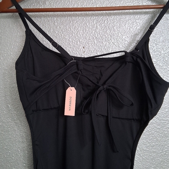 EUC Dobreva Black One-Piece Backless Swimsuit with Side Ties    Size 12 - Picture 8 of 9